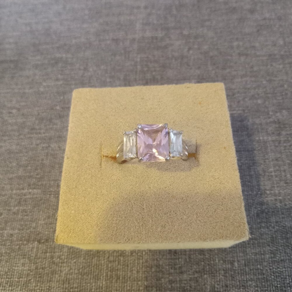 Vintage Charles Winston Sterling Silver Pink Stone Ring